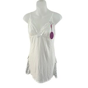 Avidlove White‎ Lace Trim Chemise Nightgown Adjustable Straps Size Large NEW